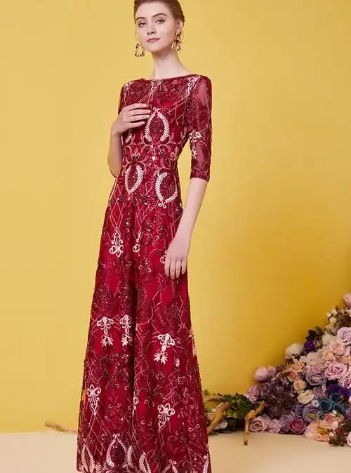 秋冬装嫁女儿妈妈婚宴礼服洋气显瘦敬酒服高贵优雅气质连衣裙长款