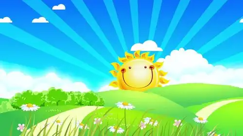 卡通太阳草地背景循环