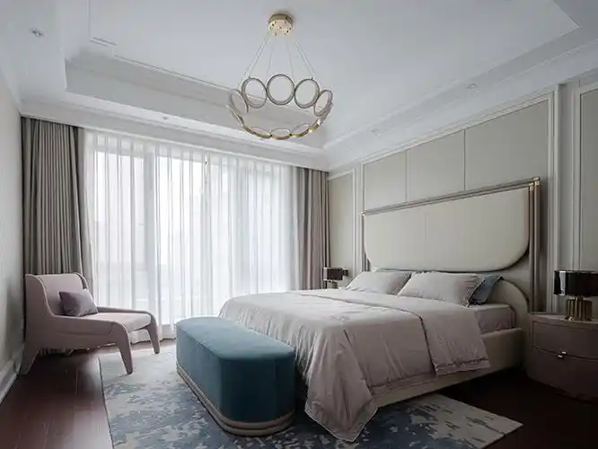 成都西派国樾轻奢风大宅卧室装修案例效果图欣赏-非梵家家居