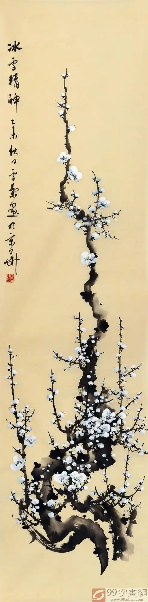 安徽美协何华贤四尺对开《冰雪精神》 - 梅花图 - 99字画网