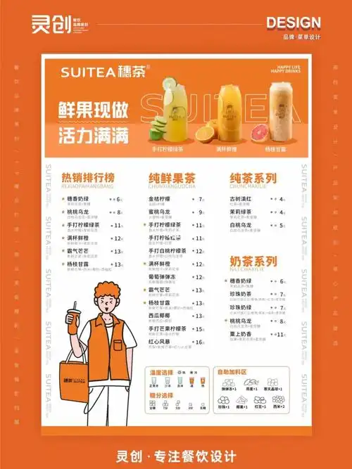 水果茶奶茶鲜果茶茶饮店菜单设计