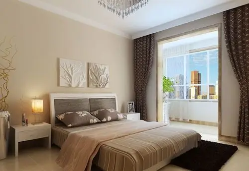 米色度的卧室墙漆,让人置身其中舒服安逸