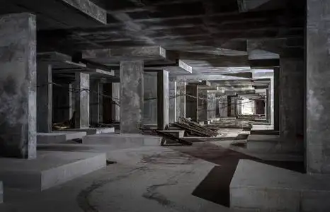 建筑物地下一层混凝土施工照片