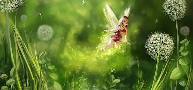 手绘梦幻绿植场景花仙子小精灵海报banner卡通童趣图库png图片网图片