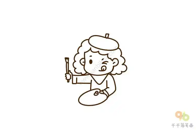 职业英语词汇简笔画:画家artist_创意字母