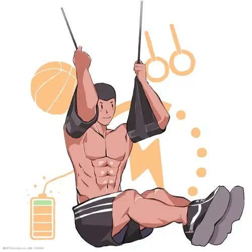 运动健身拉臂膀男孩 运动人物插画 健身拉臂膀男孩 健身锻炼人物 卡通