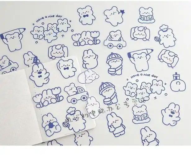 百事可爱pet贴纸包 ins小熊兔子卡通动物手帐素材手机壳装饰贴画 小狗