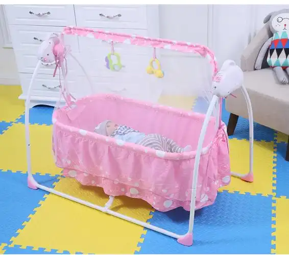 t婴儿床电动摇篮摇床自动功能摇摇床带蚊帐新生儿宝宝bb床便携式