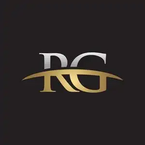 首字母 rg 金银耐克标志旋风 logo 黑色背景照片