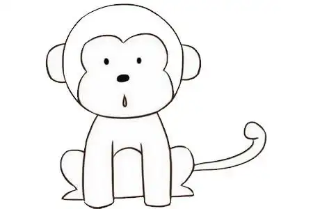 猴子简笔画图片步骤四