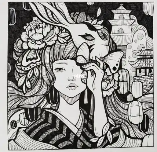 手绘设计|黑白装饰画(12/100)