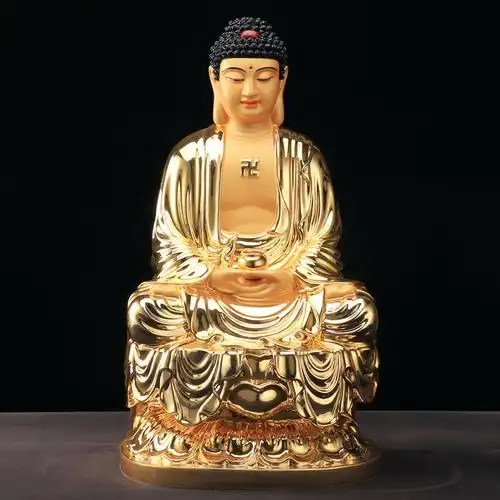 佛像台湾纯铜鎏金释迦牟尼三宝如来如来佛佛祖家用摆件