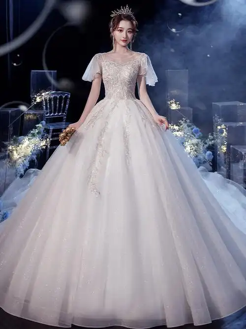 婚纱2020新款气质齐地小拖尾