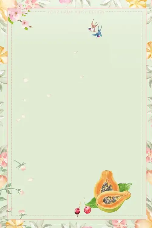 简约风二月果蔬花卉木瓜海报