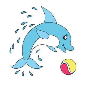 有趣的海豚可爱的卡通海豚白色背景的儿童版画, t恤, 彩色书, 有趣和