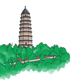 手绘风延安宝塔山