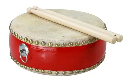 刊易7寸扁鼓 红鼓 牛皮小鼓 儿童玩具鼓 送鼓棒 民族乐器