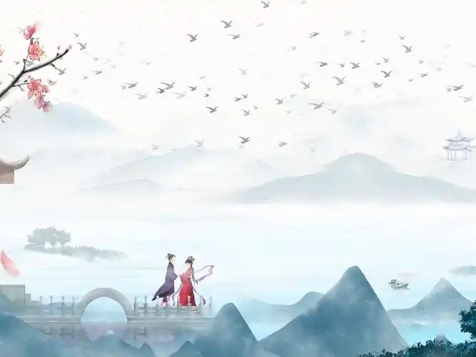 (se2)led高清古诗词朗诵舞台背景水墨版视频2