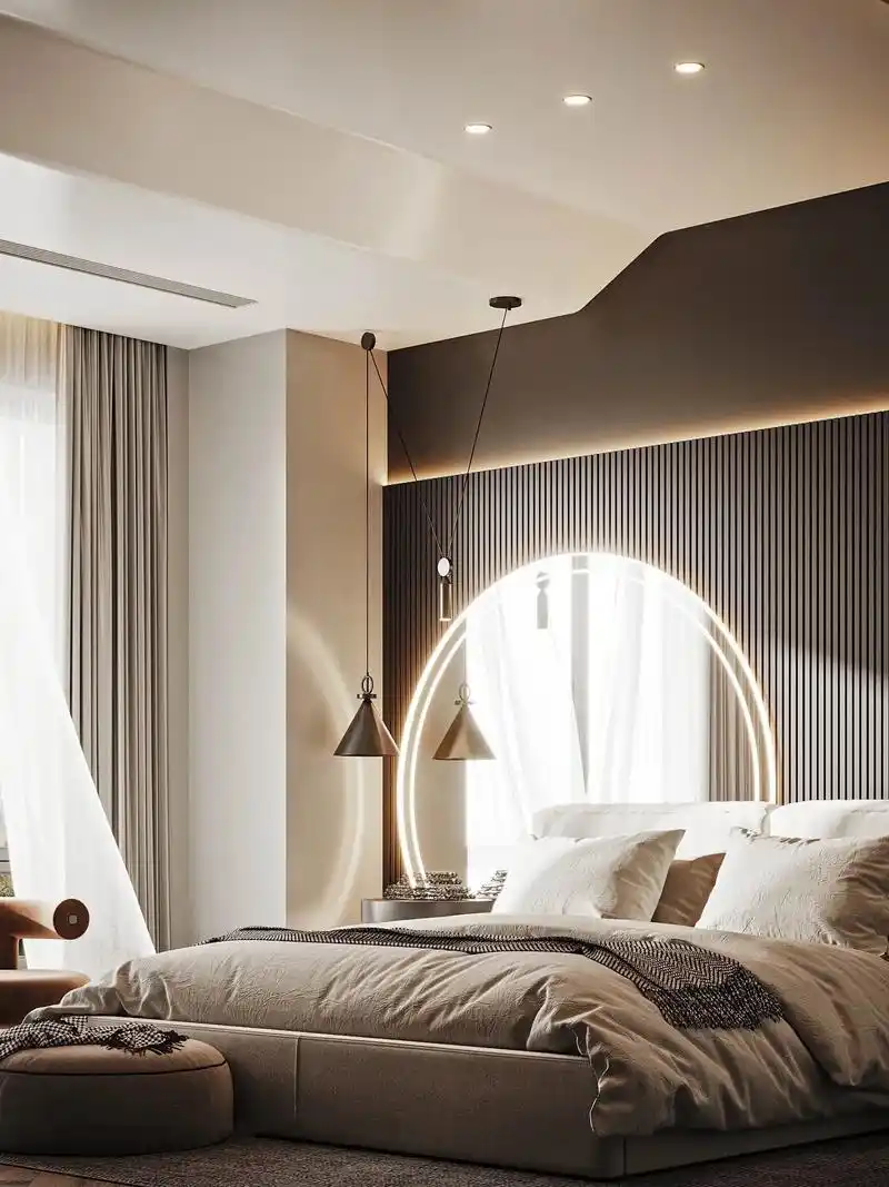 现代轻奢风主卧装修效果图设计感满满