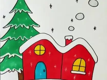 亲子简笔画 #一起学画画 #冬天主题画#幼儿简笔画@抖音青少年 @抖音