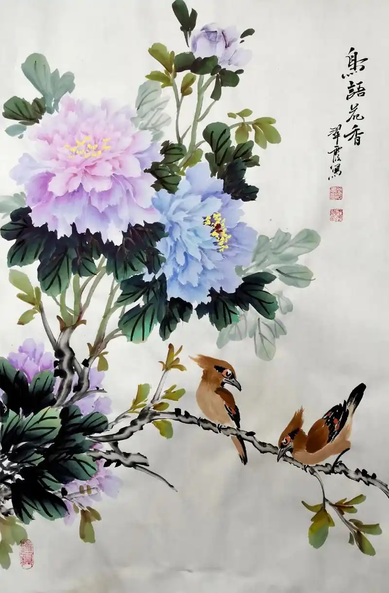 四尺三开紫色系基础牡丹课稿喜欢吗,一起学起来哦#写意花鸟 # - 抖音