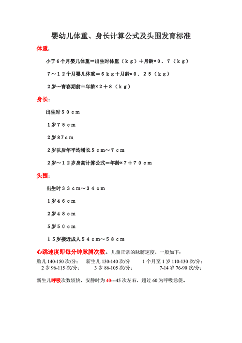 429编号婴幼儿体重身长计算公式pdf1页