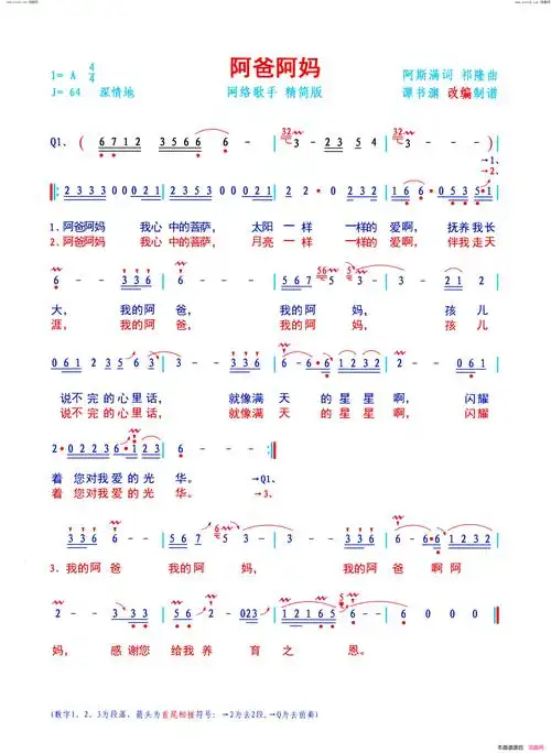 阿爸阿妈简谱