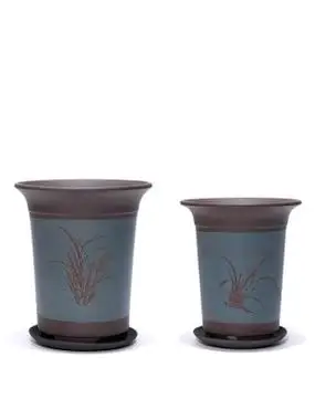 宜兴紫砂兰花盆大口径君子兰盆陶瓷兰草盆专用盆带托盘