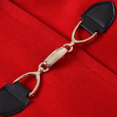 亿品epin11韩版时尚金属搭扣设计毛呢大衣7830 红色 l