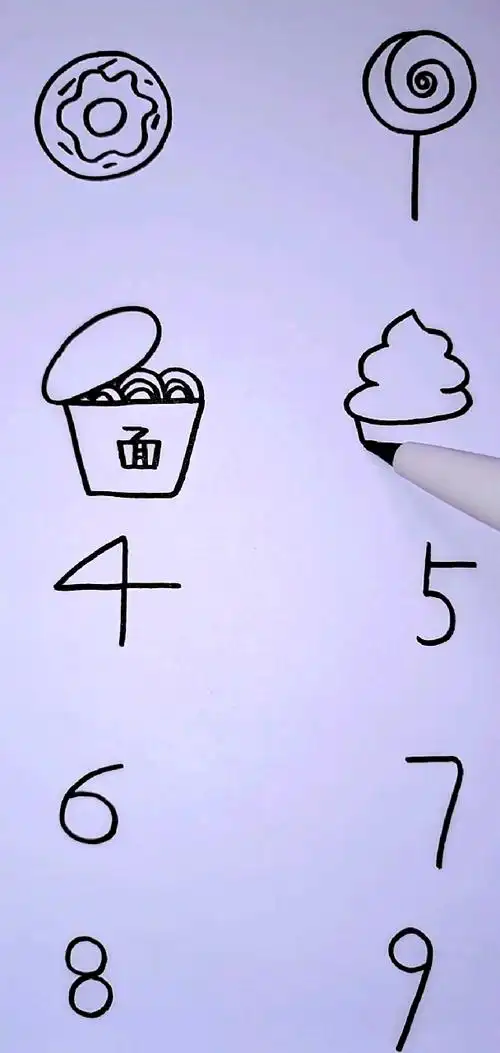 简笔画#用数字0～9画美食