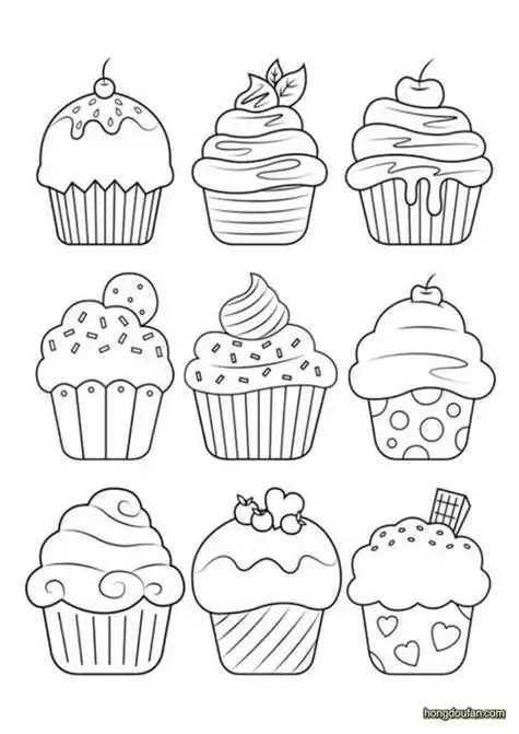 画简笔画教程绘画吧-画画趣味食物简笔画裂开的纸杯蛋糕杯子蛋糕简