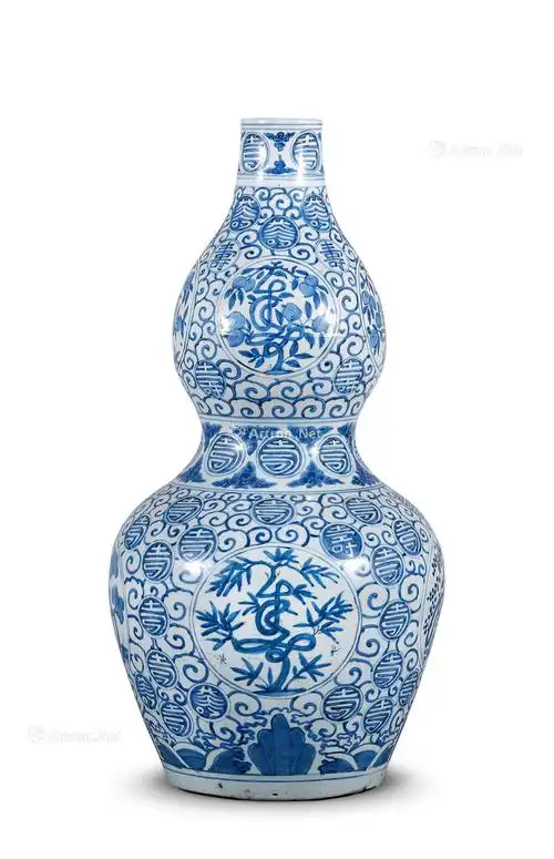 1217 明万历 青花寿字葫芦瓶