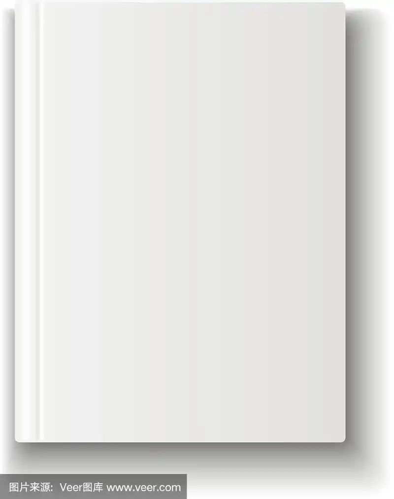 空白的书封面模板上的白色背景与软阴影.
