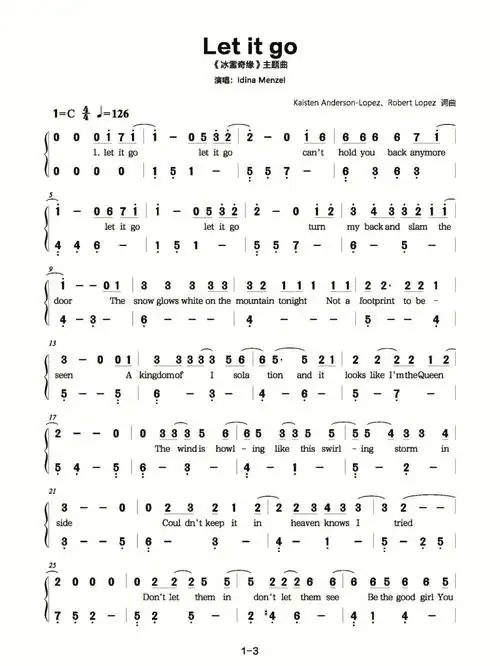 钢琴谱  #钢琴弹奏  #钢琴谱分享  #冰雪奇缘  #简谱  #钢琴简谱