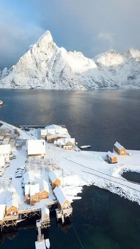 挪威唯美雪景图片手机壁纸