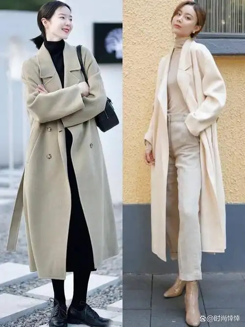 优雅的女人穿大衣,里面只配"1种"颜色的衣服,简约高级又大方
