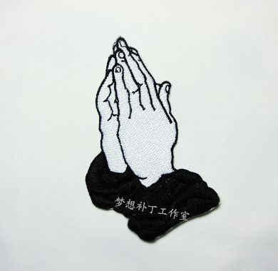 hiphop街头时尚潮流双手合十祈祷刺绣 衣服补丁贴布布贴魔术贴章