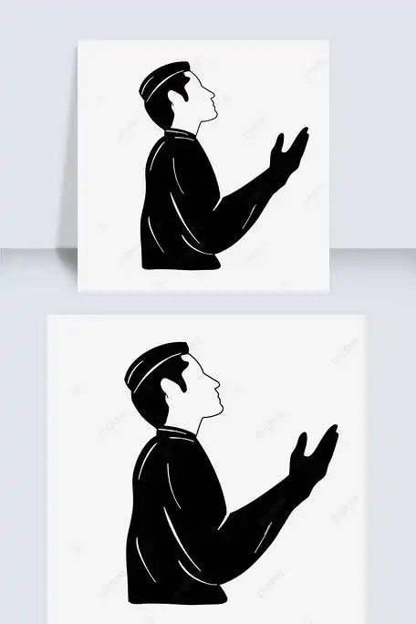 虔诚男性侧面剪影