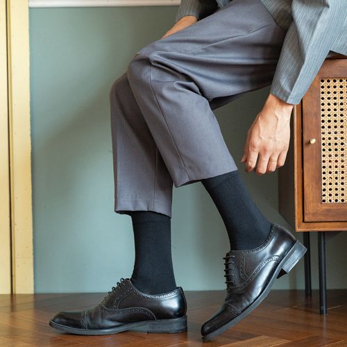 男士袜子黑色正装商务长袜夏季薄款西装长筒中筒袜