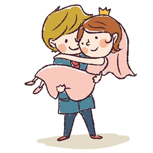 手绘新人公主抱pngpsd2000*2000手绘新人抱着爱心pngpsd2000*2000卡通