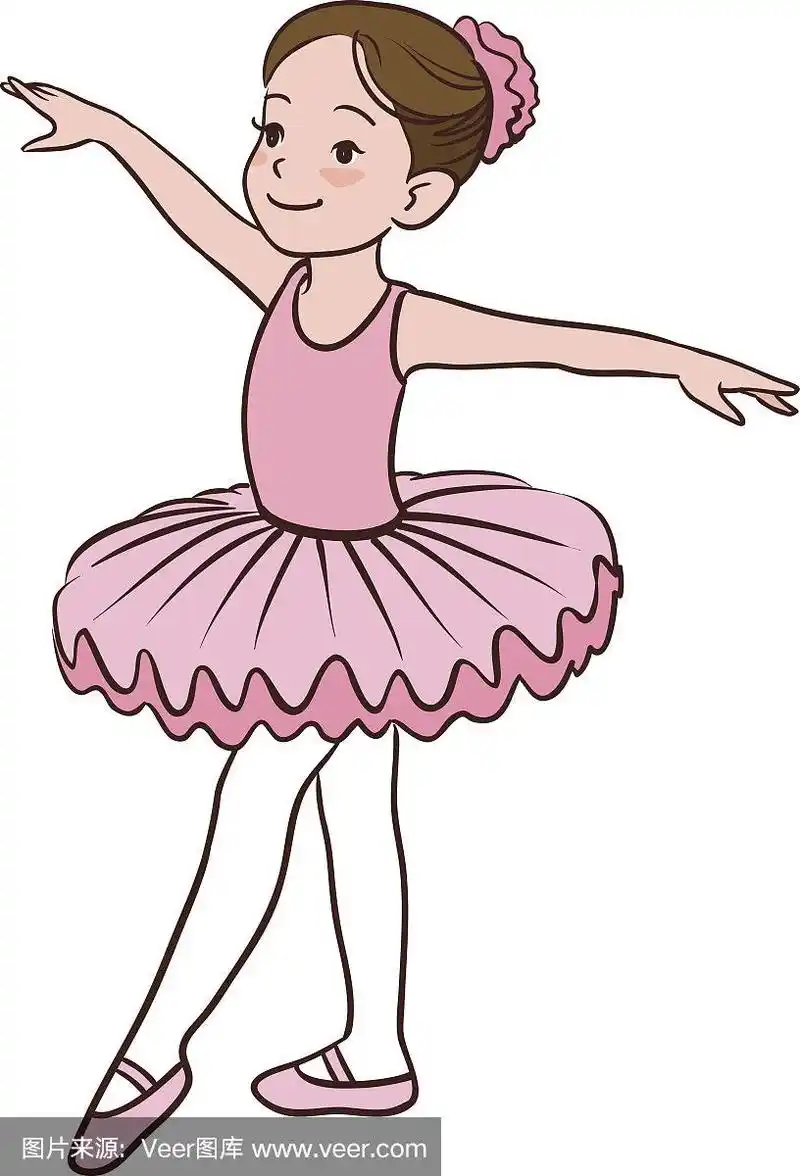 可爱的卡通芭蕾舞小女孩的芭蕾舞姿势