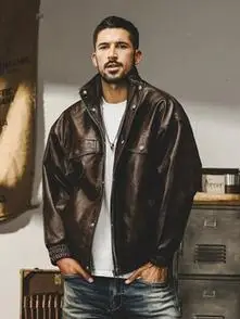 美式经典复古软皮衣男宽松机车服潮牌硬汉古着皮夹克外套男春秋款