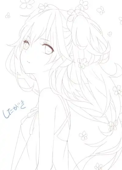 手绘插画线稿手稿黑白素材