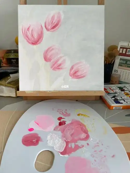 原创水粉画-93郁金香93含调色教程绘画步骤