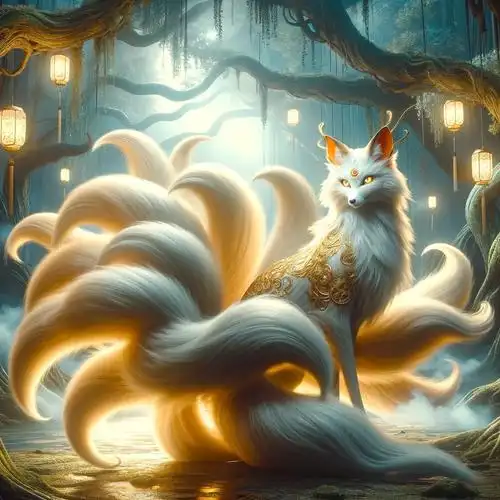 听雨agi 的想法: 每日绘画分享|九尾狐 | dall·e 3创作 br> br>青丘