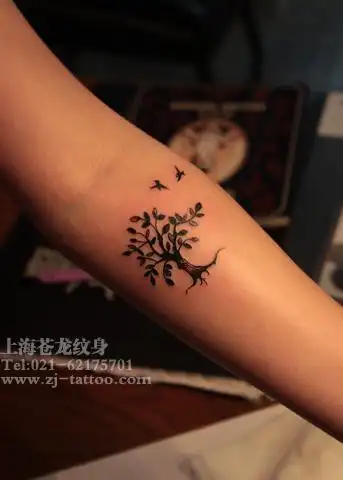 手臂流行的树纹身图案