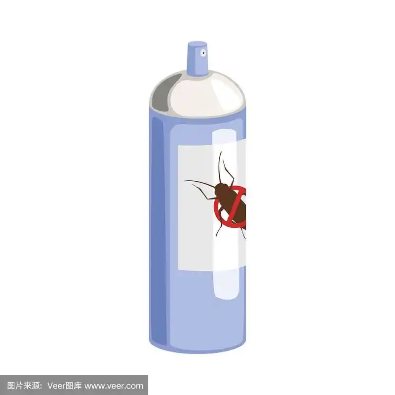 蓝色的蟑螂杀虫剂罐.五彩缤纷的卡通插图