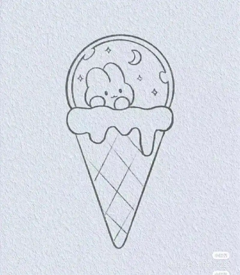 小兔子雪糕可爱简笔画    雪糕简笔画