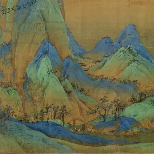 千里江山图长卷 工笔画打印白描底稿横幅长卷千里江山图图初学者临摹