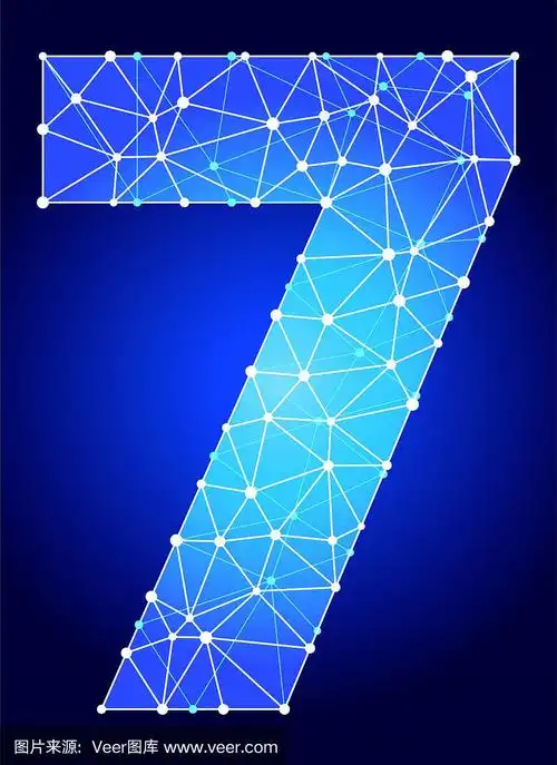 式样,蓝色,三角形,数字7,矢量